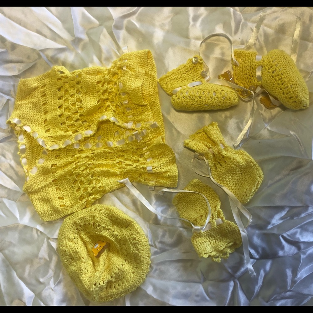 Handmade crochet newborn set